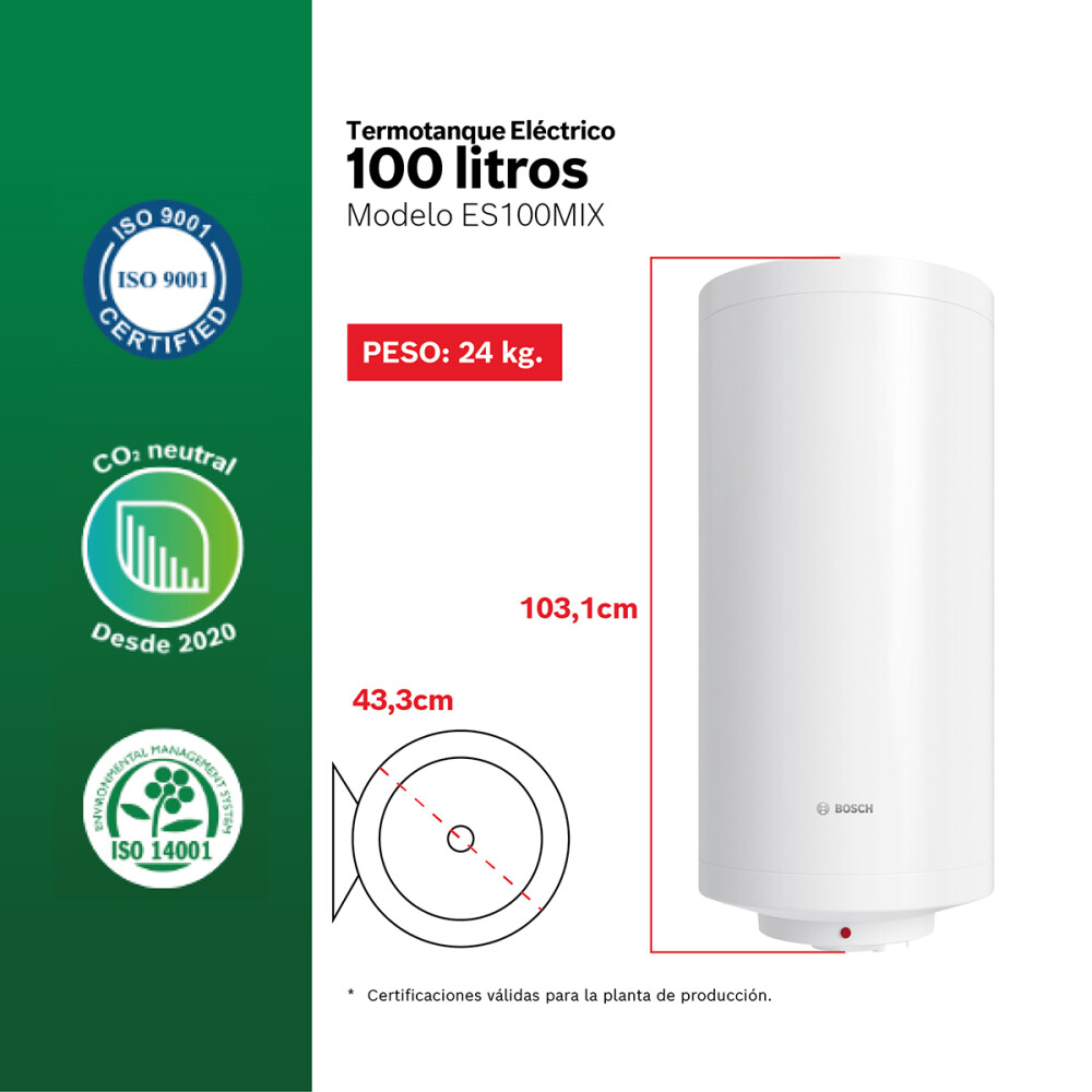 Termotanque eléctrico Bosch ES0100MIX 100 L Termotanque eléctrico Bosch ES0100MIX 100 L