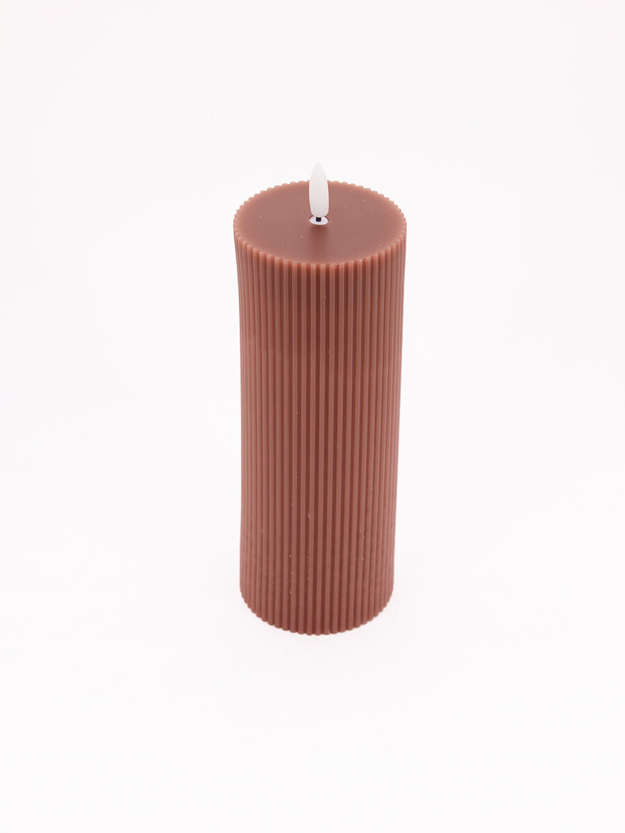 VELA LED PARAFINA LISTRADA - MARRON 