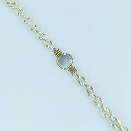 Pulsera de Plata 925 double en Oro 18 ktes y nácar Nácar
