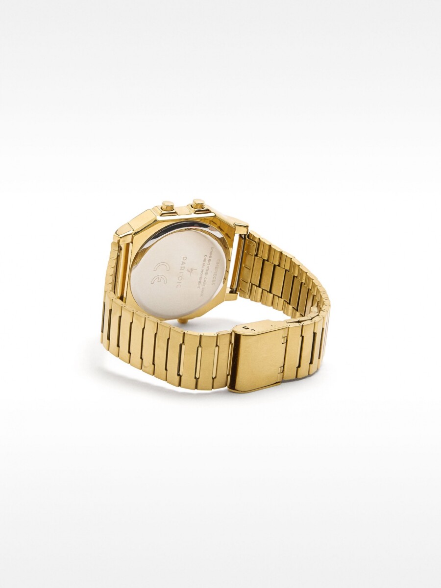 Reloj Digital Con Pulsera De Acero Inoxidable dorado