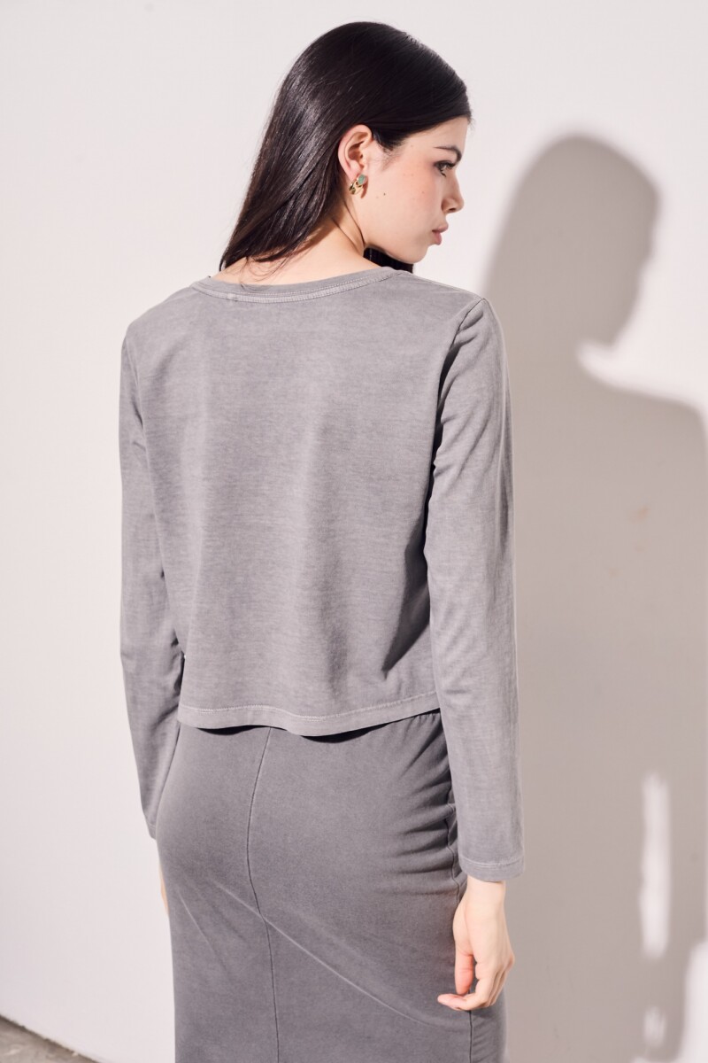 Remera Manga Larga Lavada Grafito