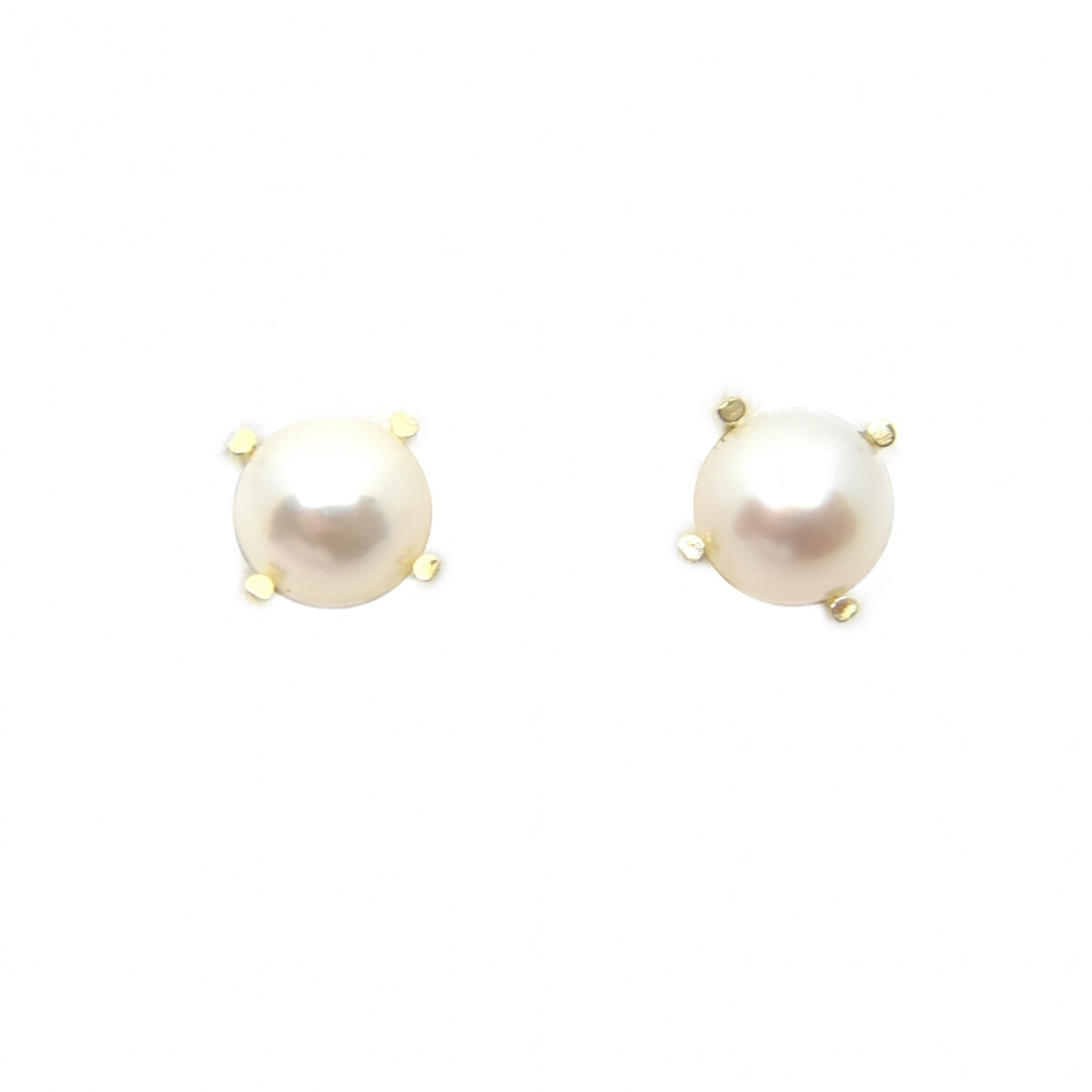 Caravanas en Oro 18 Kilates Con Perla de Cultivo 6 a 6.5mm Engarce 4 puntas 