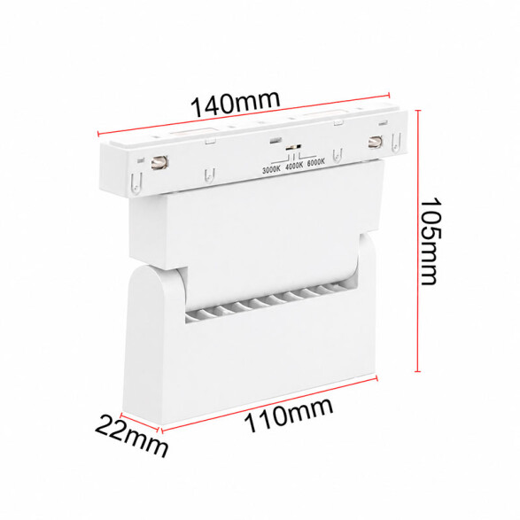 Spot Led rect p/riel magnético bco 6W 3tonos 24° ZU0550X