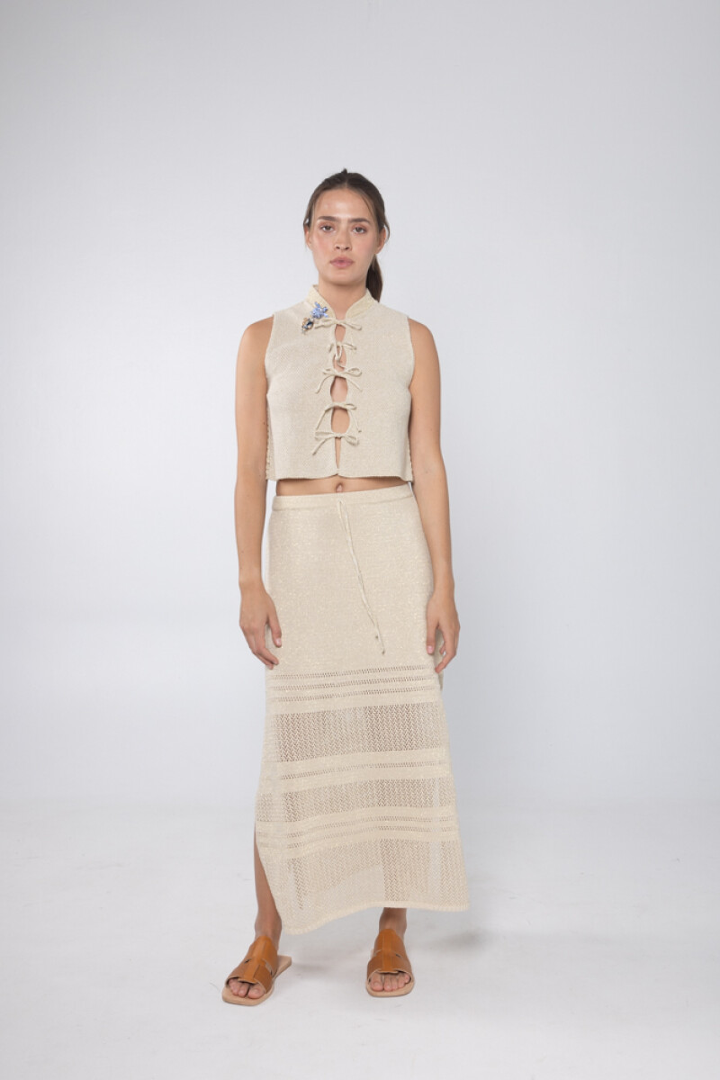 Falda Knit - Beige con Lurex 