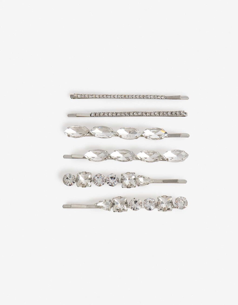 Set De 6 Bobby Pins Con Strass. 