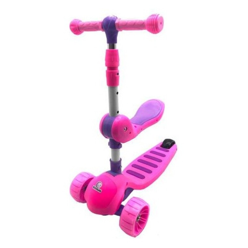 Tripatín con asiento rebatible y ruedas con luces Rosa