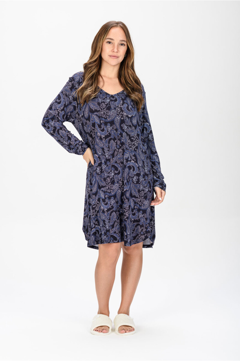 CAMISÓN ESTAMPADO AZUL EST.ARABESCOS