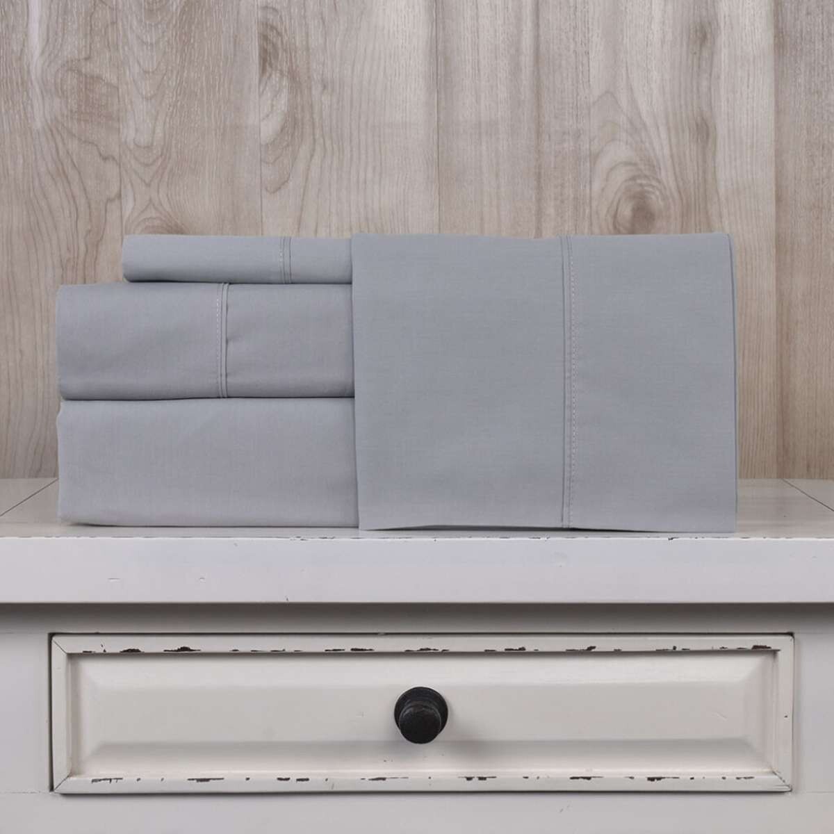 Juego Sábanas 2 Plazas Pilar 200 Hilos 100% Algodón - Gris 