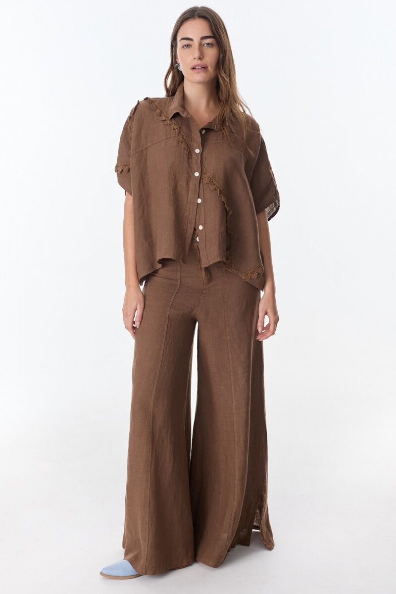 Pantalon Cuarzo Lino Chocolate