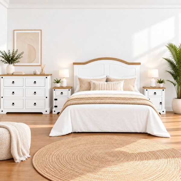 COMBO DORMITORIO - LINEA CORONA CÓMODA + RESPALDO + 2 MESAS DE LUZ COMBO DORMITORIO - LINEA CORONA CÓMODA + RESPALDO + 2 MESAS DE LUZ