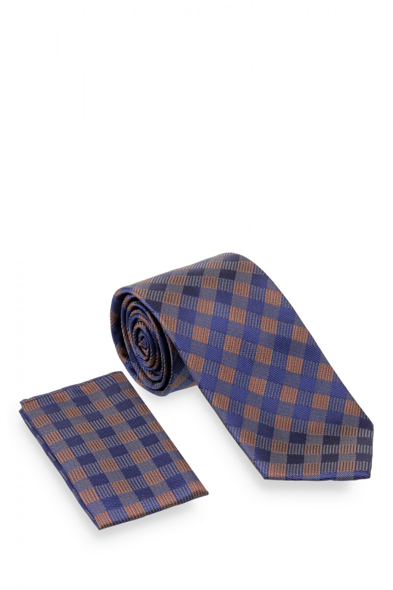 Corbata con pañuelo 8 cm CUADRO