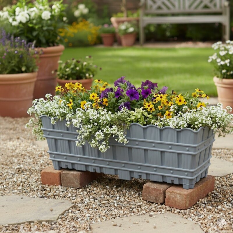 Maceta de balcón 50 cm simil bambú GRIS