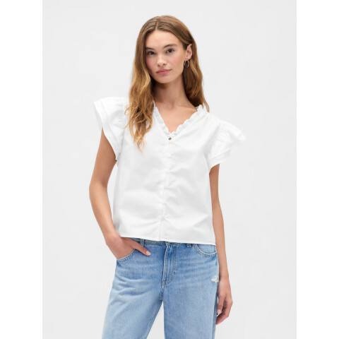 V-FLUTTER SLV EYELET YOKE TOP NEW OFF WHITE OPT1