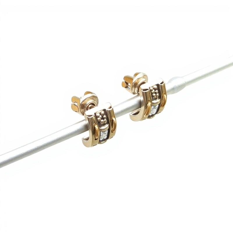 Caravanas barra-Plata y oro-Zirconia-CA5147 conpiedra