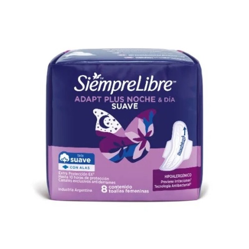 Toallitas Femeninas Siempre Libre Adapt Plus Noche y Día 8 Unidades Toallitas Femeninas Siempre Libre Adapt Plus Noche y Día 8 Unidades