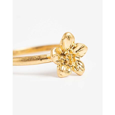 Anillo Chico Flor Metal Dorado Oro Amarillo