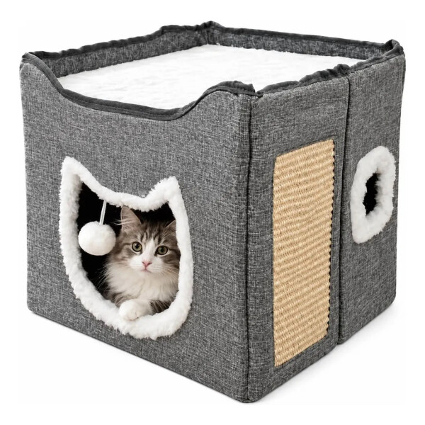 Cama Casa Para Gatos Desarmable Con Rascador Cama Casa Para Gatos Desarmable Con Rascador