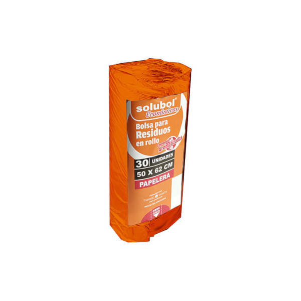 BOLSAS PARA RESIDUOS SOLUBOL EN ROLLO 50X62 CM. NARANJA NARANJA