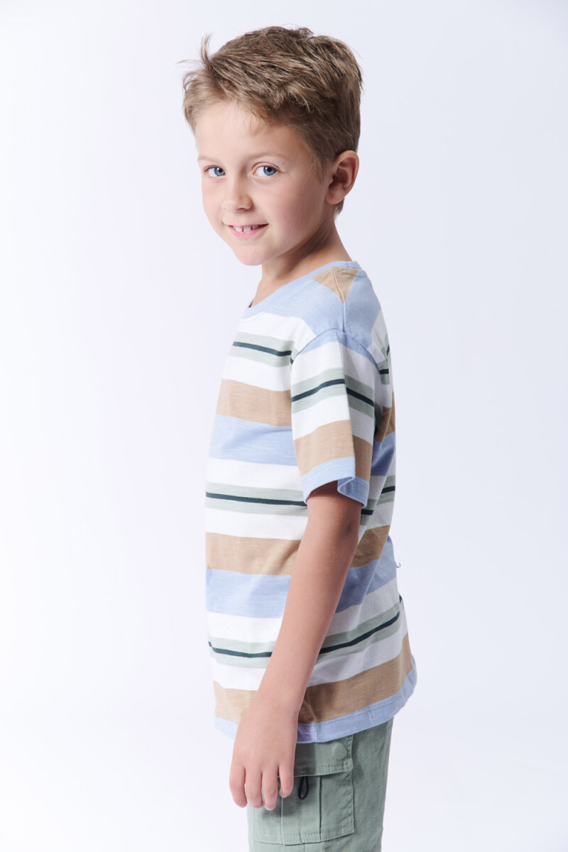 Remera slub rayas Multicolor Blanco