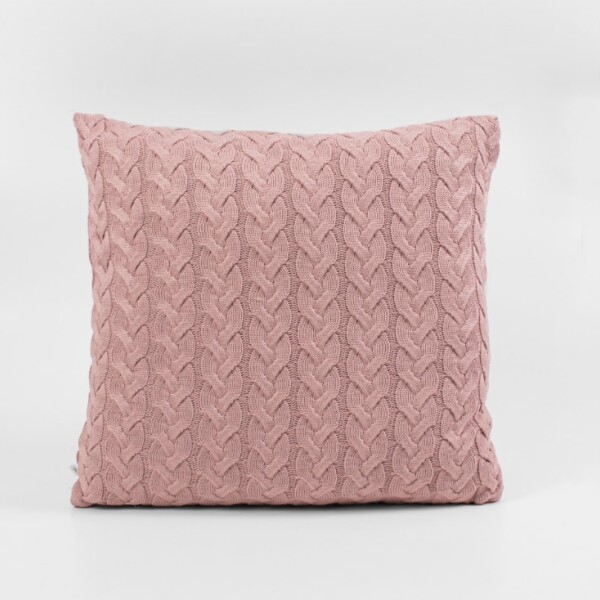 Almohadon Tejido Trenzas Rosa 50x50