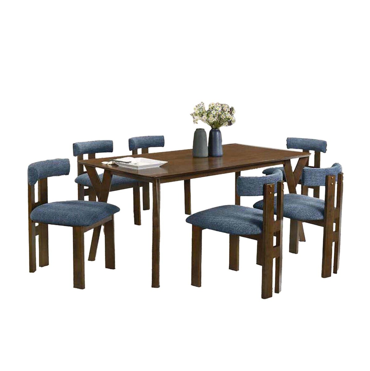 JUEGO DE COMEDOR 1+6 - MADERA MARRON IRINA 