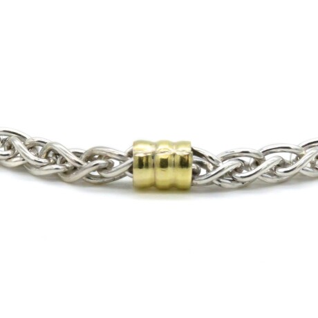 Pulsera de plata 925 y double en oro 18 ktes, ESPIGA. Pulsera de plata 925 y double en oro 18 ktes, ESPIGA.