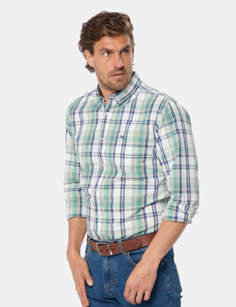 CAMISA A CUADROS Coral