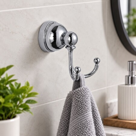 Perchero Gancho Doble Metalico Cromado de Baño para Amurar Perchero Gancho Doble Metalico Cromado de Baño para Amurar