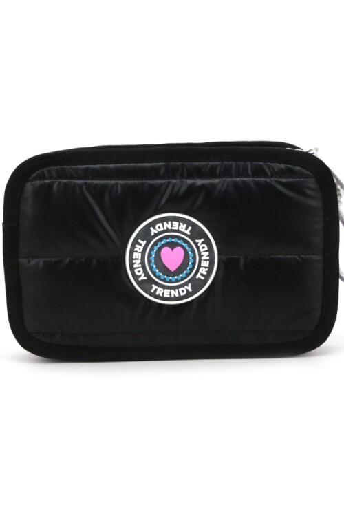 Cartuchera puffer metalizada Negro