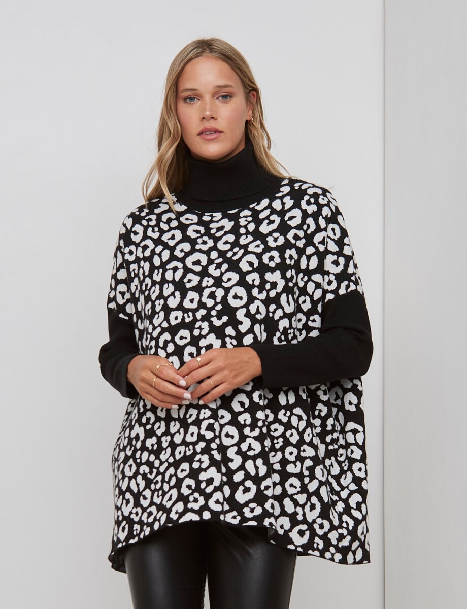Polera Oversized - Negro/blanco 
