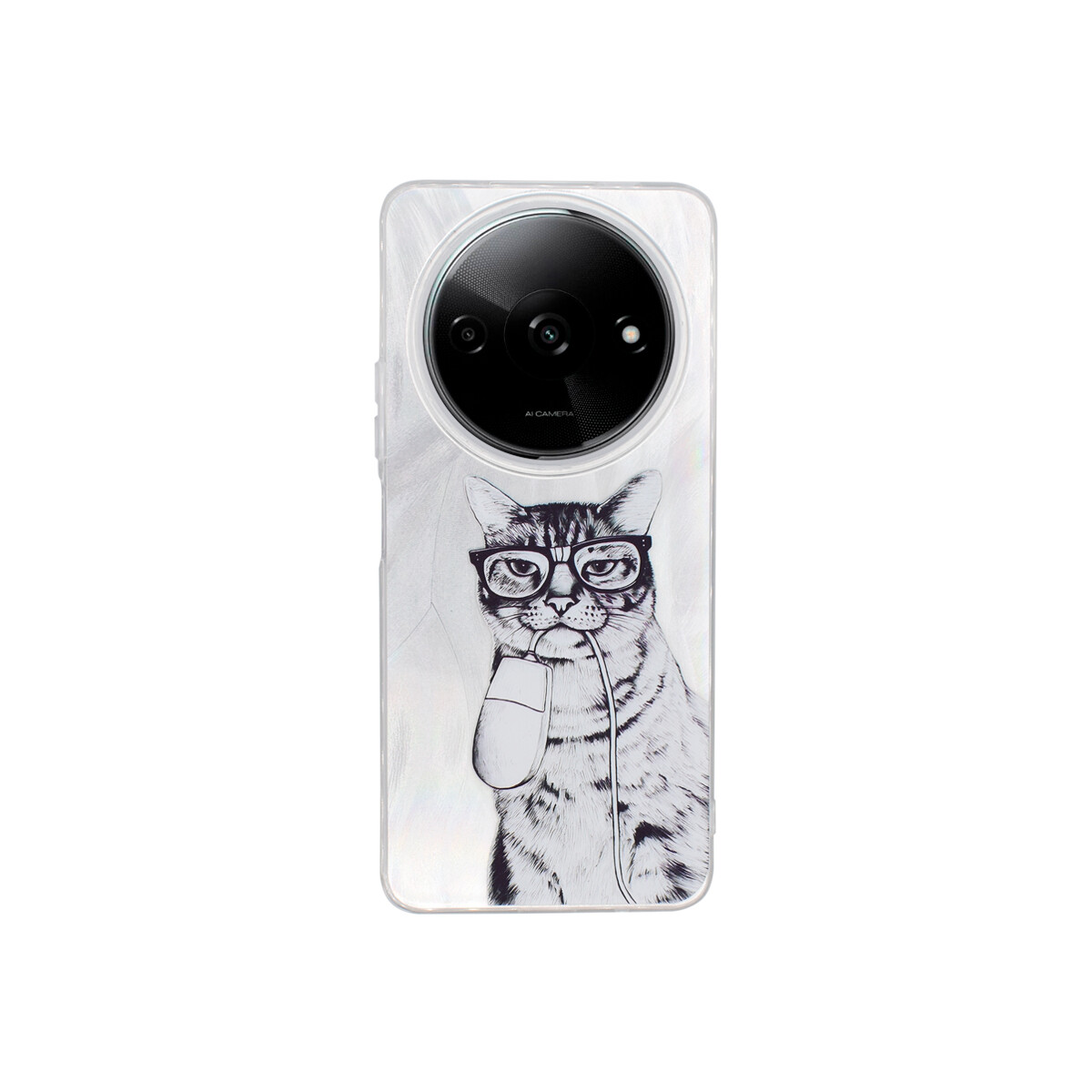 Protector para Xiaomi Redmi A3 plateado diseño gato 