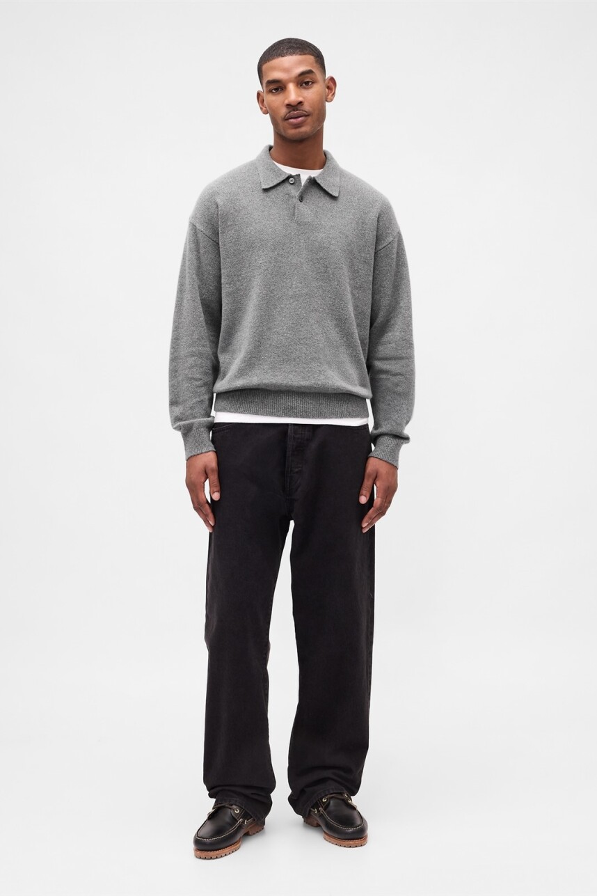 Buzo Tipo Polo Cashsoft Hombre B50 Charcoal Heather