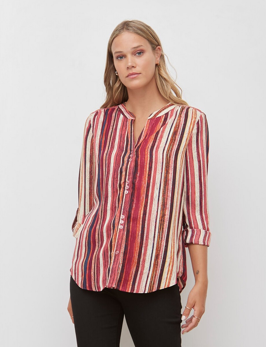 Camisa Gasa Print - Multi/rojo 