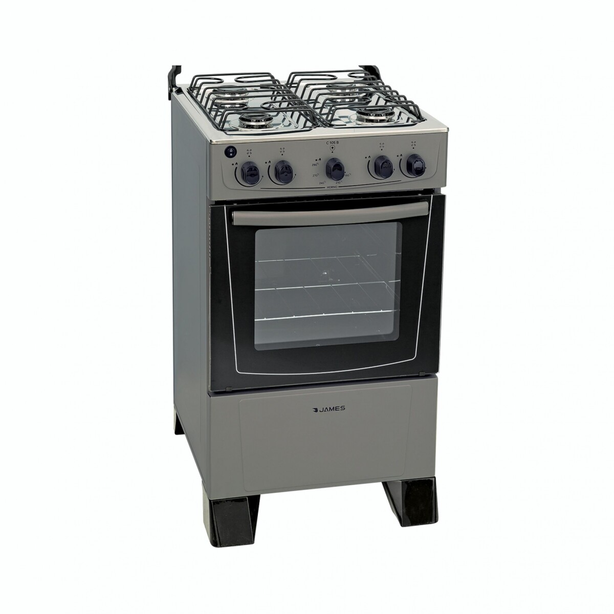 Cocina JAMES C 105 B A Gas Cuatro Hornallas Tapa De Vidrio - Titanium 