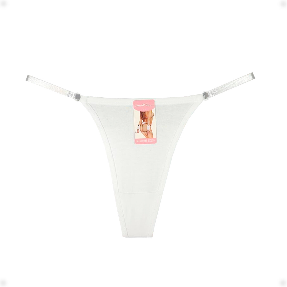 Tanga Colaless Ajustable De Algodón - Blanco Talla L-XL 