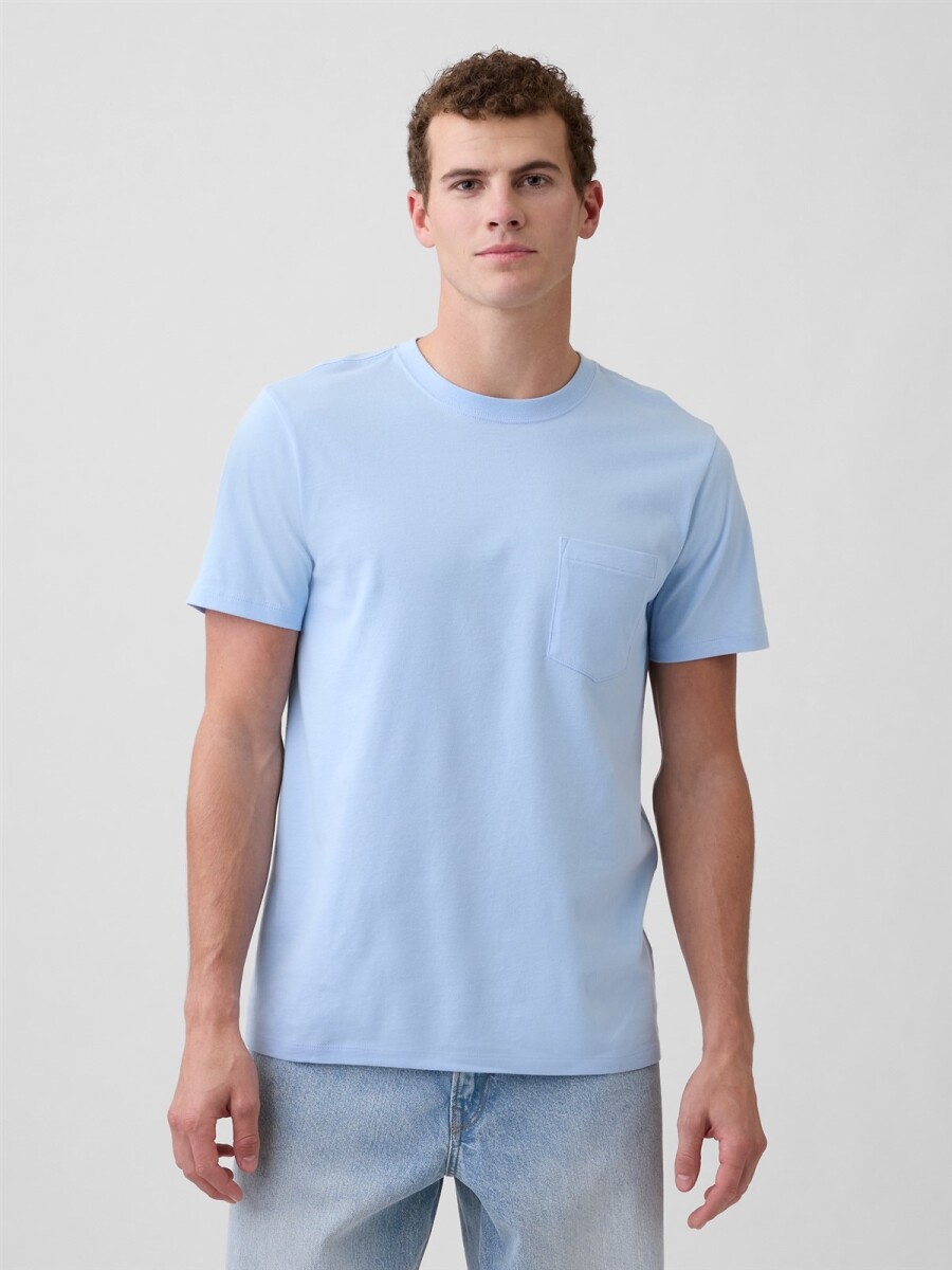 Remera Con Bolsillo Soft Hombre - Cerulean Blue 402 