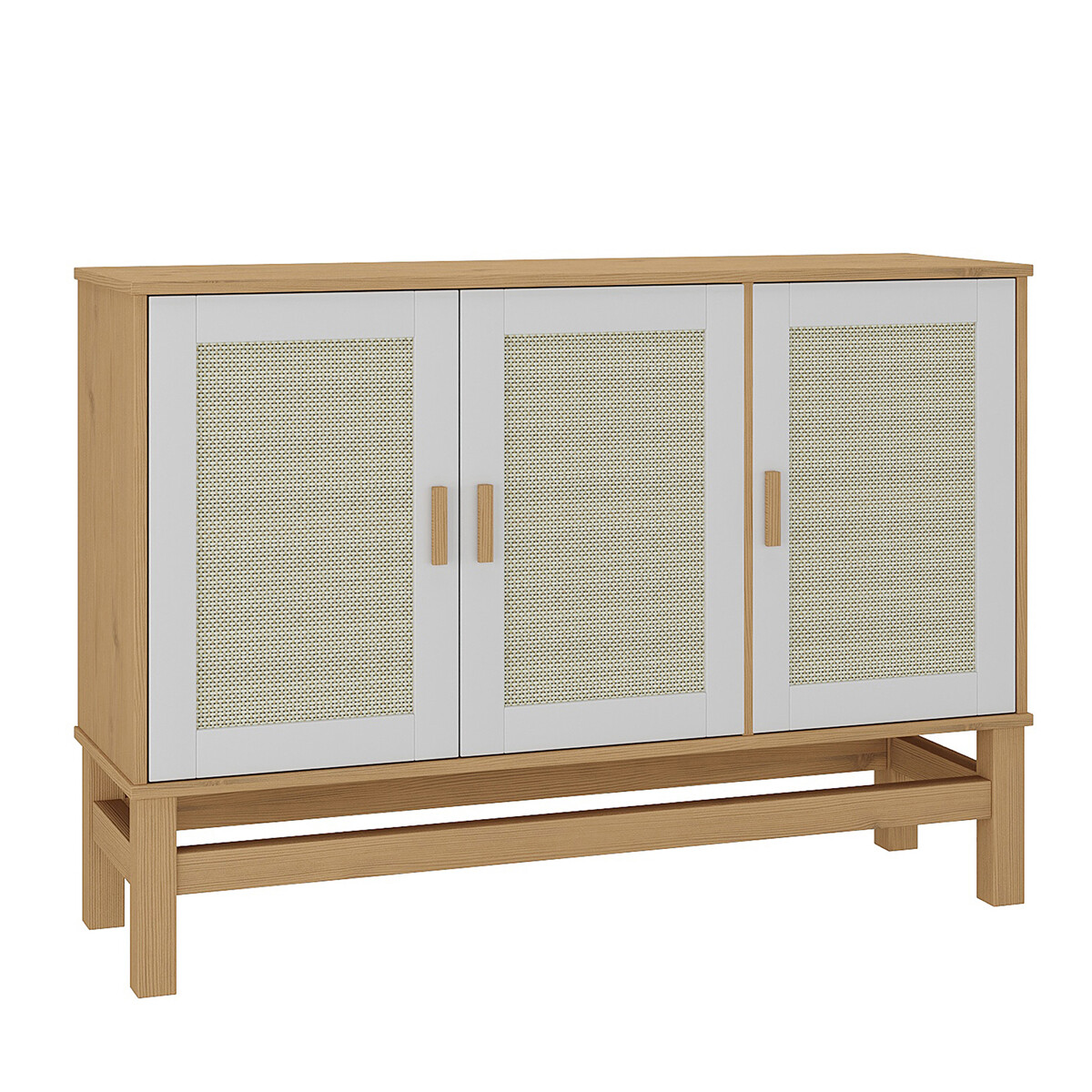 APARADOR BARGUEÑO BUFFET DE 3 PUERTAS EN MADERA MACIZA CON RATAN 