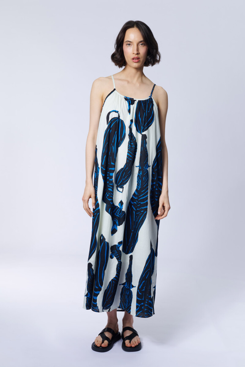 Vestido algodón estampa Cebras Negro