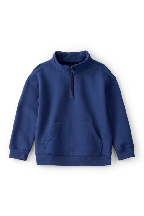 Buzo de algodón con bolsillo canguro, azul Sin color