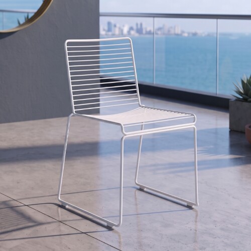 Silla De Exterior Metal Apilable Blanco