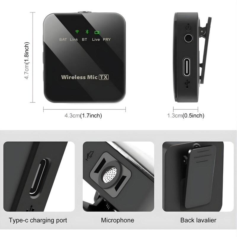 Micrófono Solapa Lumax Doble Inalámbrico Android/ios Micrófono Solapa Lumax Doble Inalámbrico Android/ios