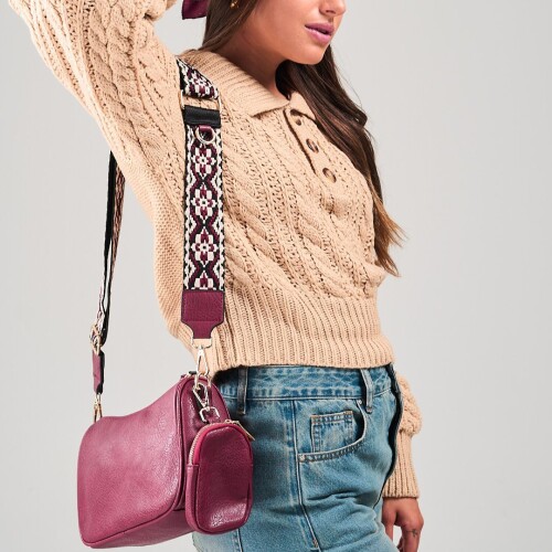 Cartera y Monedero Cuerina Wanna Bordo
