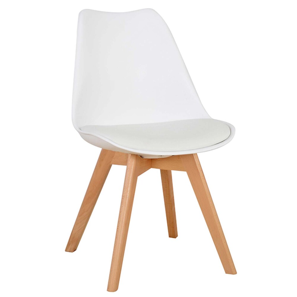 SILLA DE COMEDOR POLIPROPILENO-Y-MADERA BLANCO ESTILO EAMES