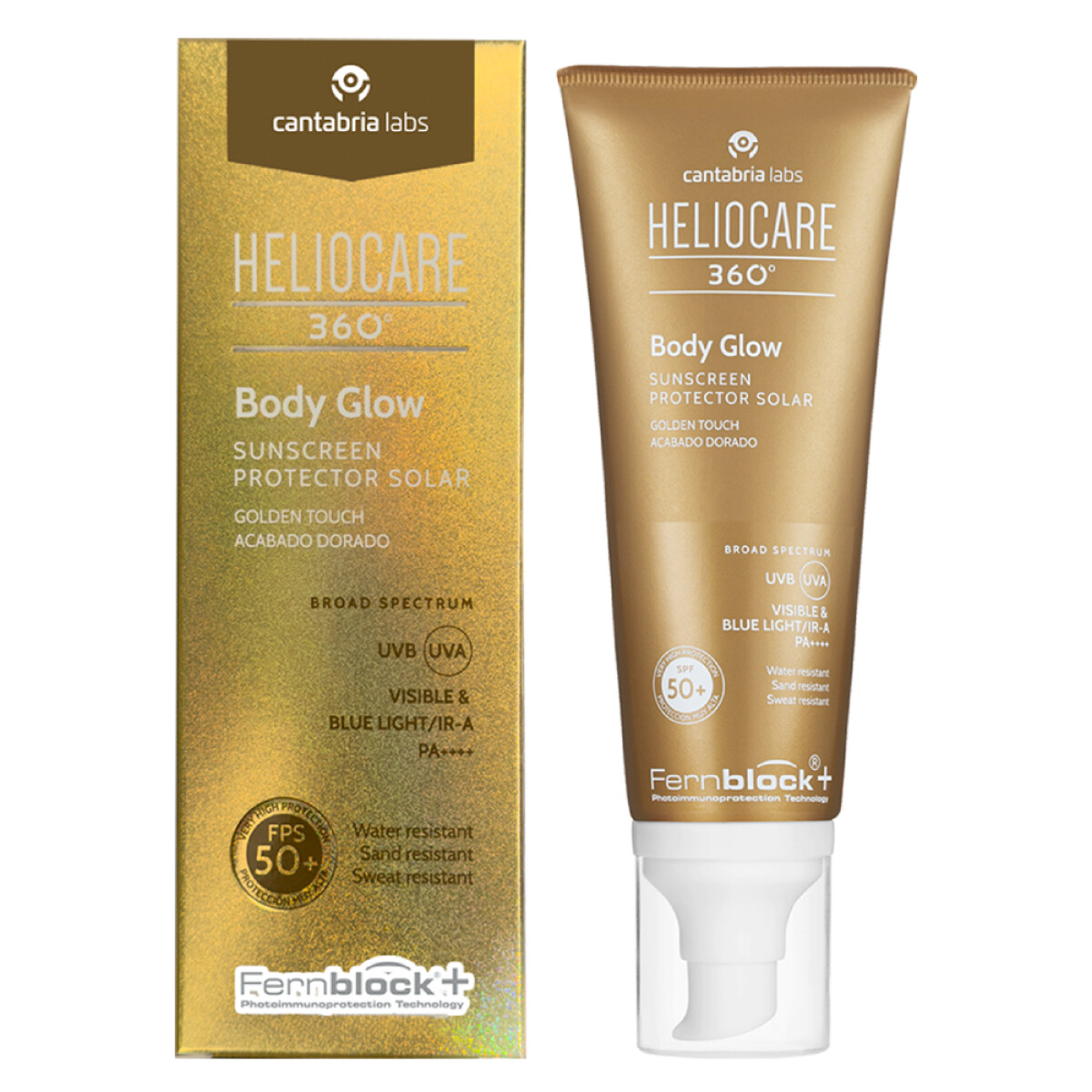 Protector Solar Heliocare 360° Body Glow FPS50+ Acabado Dorado 100ml 