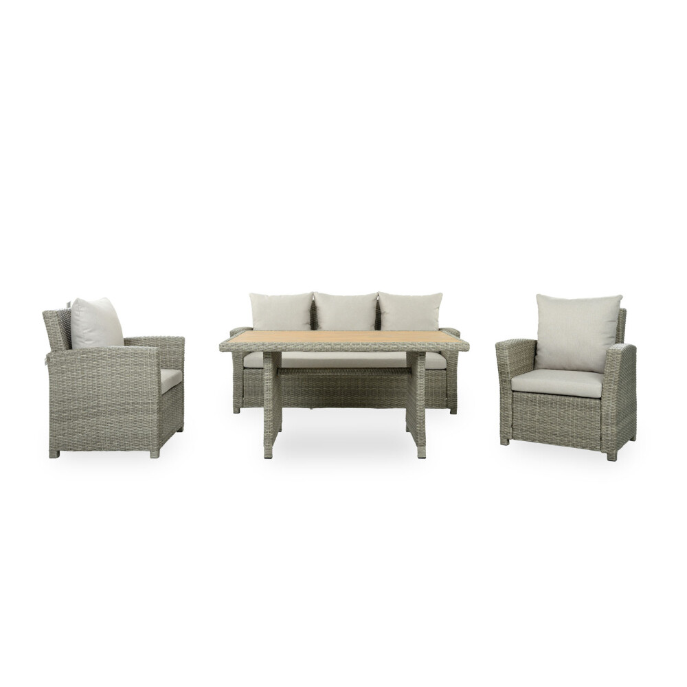 SET DE COMEDOR RATTAN-SINTETICO NATURAL-BEIGE MALIBU