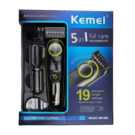 Afeitadora Corta Pelo Barba Inalámbrica 5 en 1 KEMEI KM-696 Negro