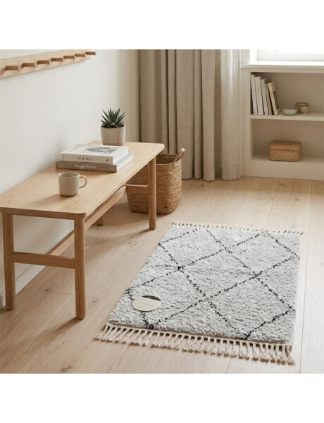 ALFOMBRA 50x80CM ROMBOS BLANCO Y NEGRO ALFOMBRA 50x80CM ROMBOS BLANCO Y NEGRO