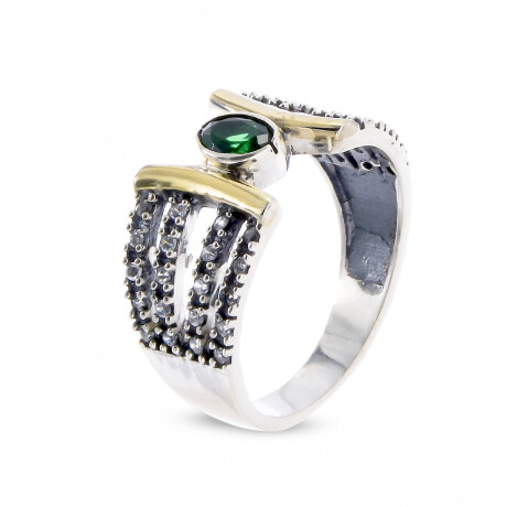 Anillo de plata 925 y double en oro 18 ktes con circonias. Anillo de plata 925 y double en oro 18 ktes con circonias.