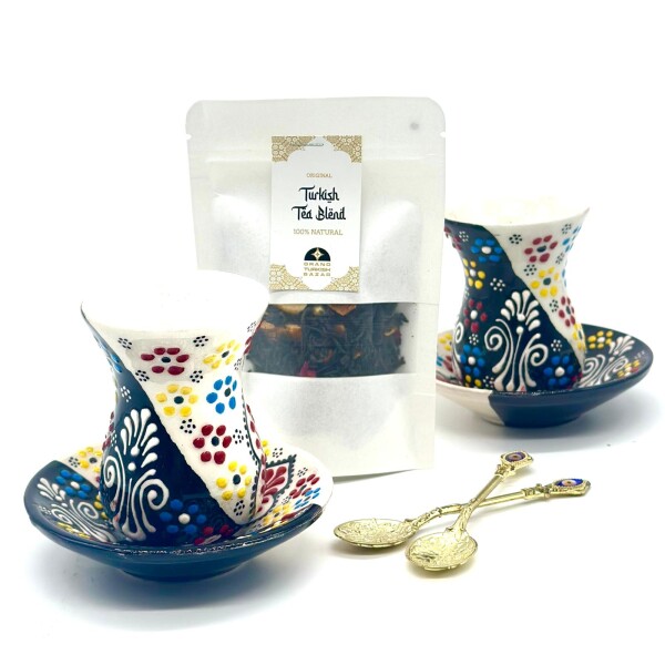 Set de té para dos personas cerámica Negro con blanco