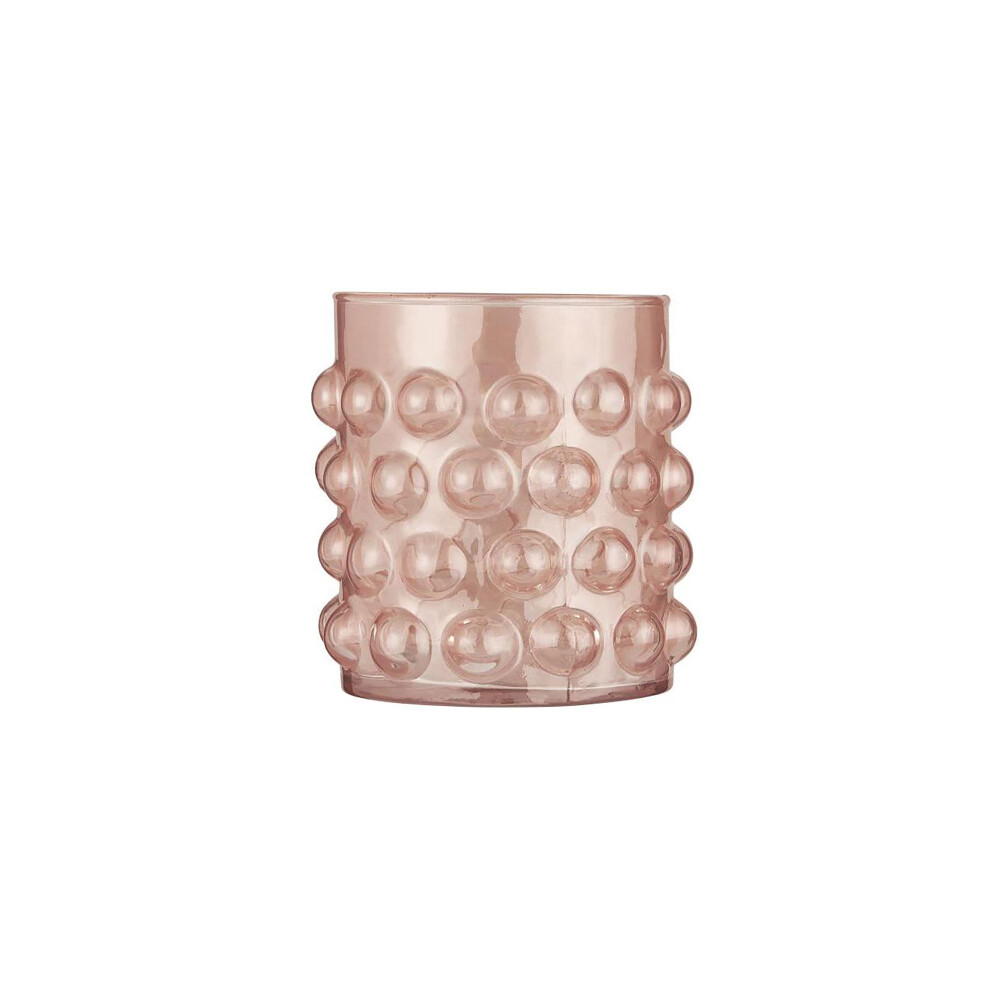 CANDELABRO VIDRIO ROSA BURBUJAS